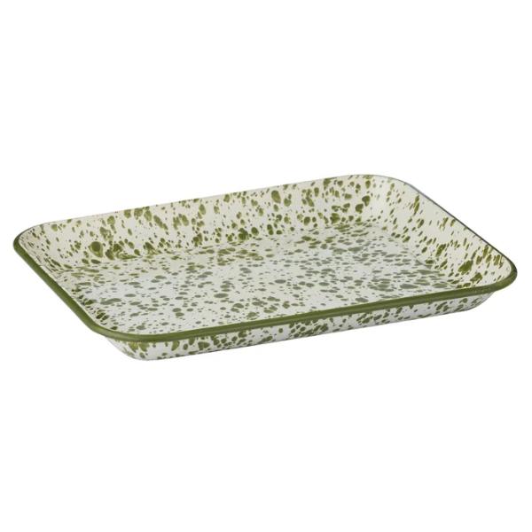Olive Scout Rectangle Enamel Tray - 26cm x 34cm x 3cm