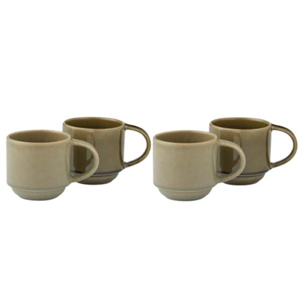 4 Pack Olive Calice Ceramic Mug - 9cm x 9cm