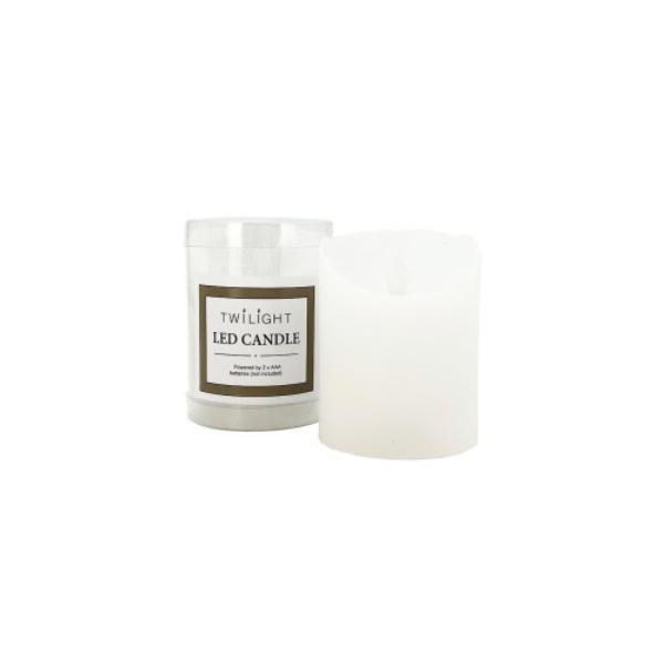 Twilight White LED Candle Pillar - 7.5cm x 10cm