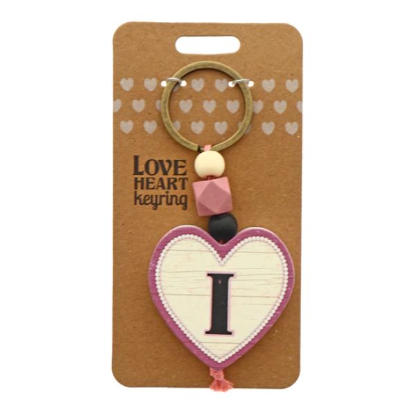 Letter I Love Heart Keyring
