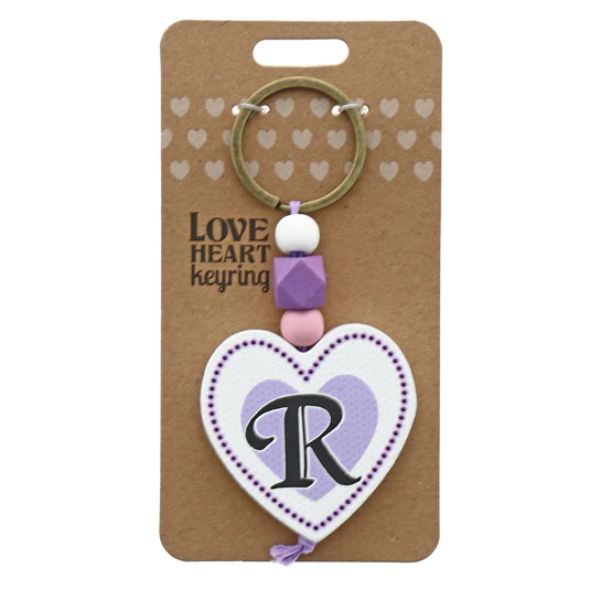 Letter R Love Heart Keyring