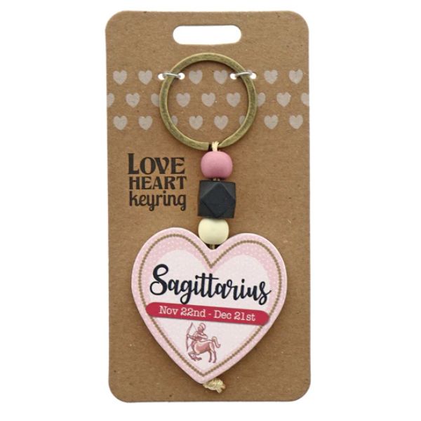 Love Heart Sagittarius Keyring