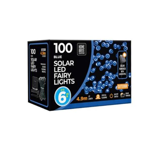 100 Blue Solar Fairy Light
