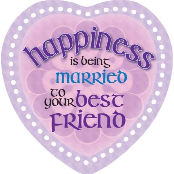Ceramic Happiness Married Heart Magnet