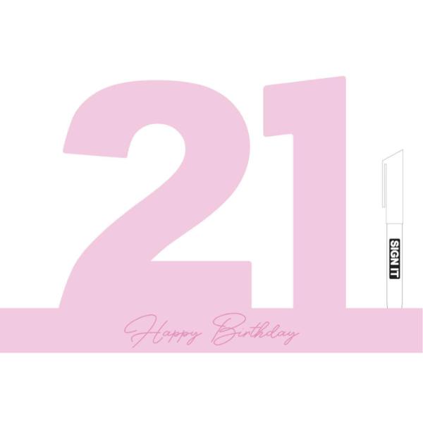Fairy Floss Pink 21st Signature Block With Pen