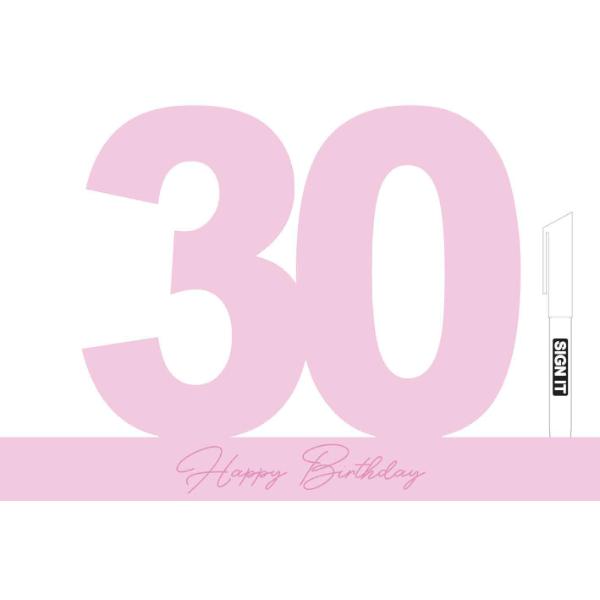 Fairy Floss Pink 30th Signature Block With Pen