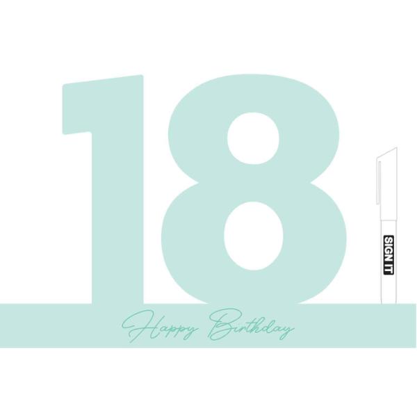 Minty Green 18th Signature Block With Pen