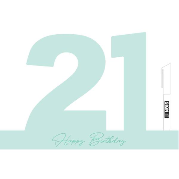 Minty Green 21st Signature Block With Pen