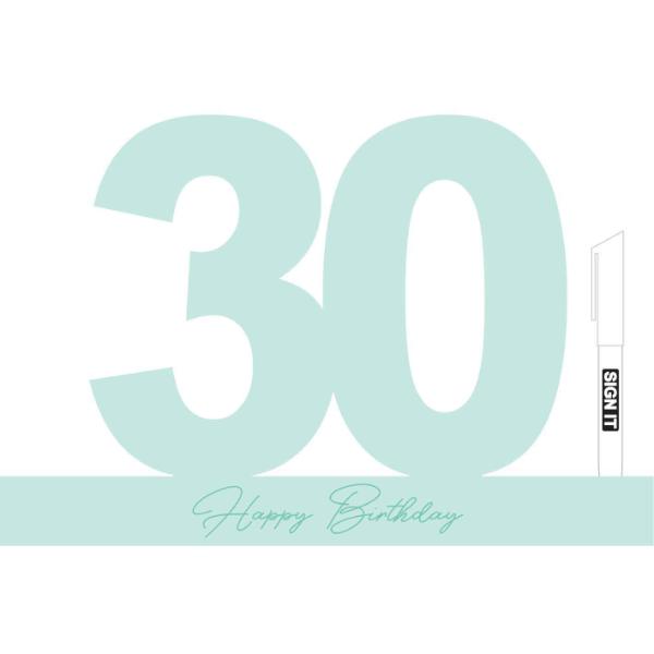 Minty Green 30th Signature Block With Pen