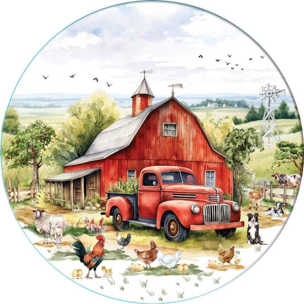 Ceramic Red Truck Country Life Surface Protector - 25cm