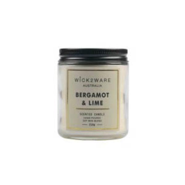 Wick2ware Bergamot & Lime Scented Candle Jar - 210g