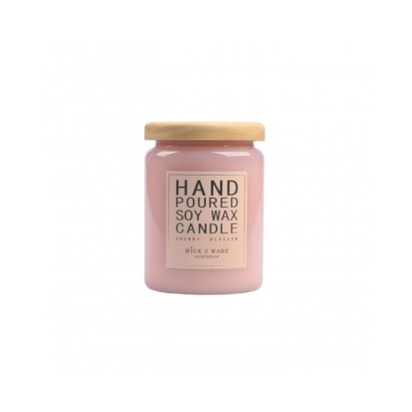 Wick2Ware Cherry Blossom Hand Poured Soy Wax Candle Jar - 580g