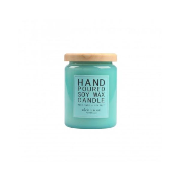 Wick2Ware Wood Sage & Sea Salt Hand Poured Soy Wax Candle Jar - 580g