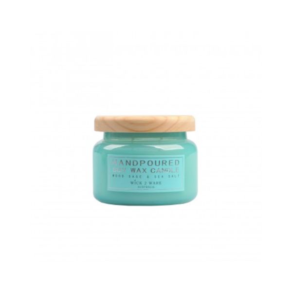 Wick2Ware Wood Sage & Sea Salt Hand Poured Soy Wax Candle Jar - 260g