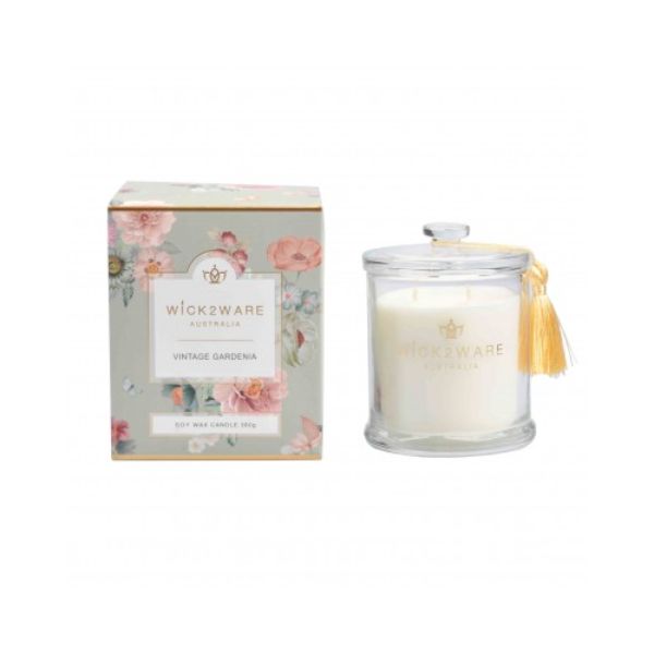 Wick2Ware Vintage Gardenia Soy Wax Candle Glass Jar - 380g