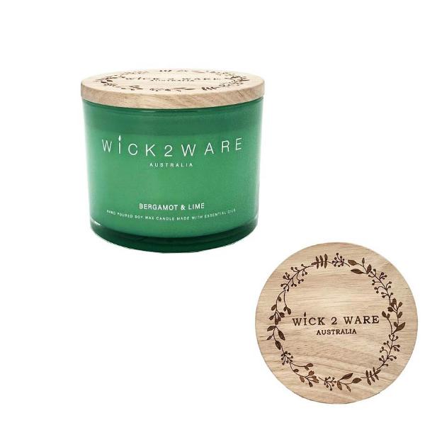 Wick2ware Bergamot & Lime Soy Wax Candle Jar - 340g