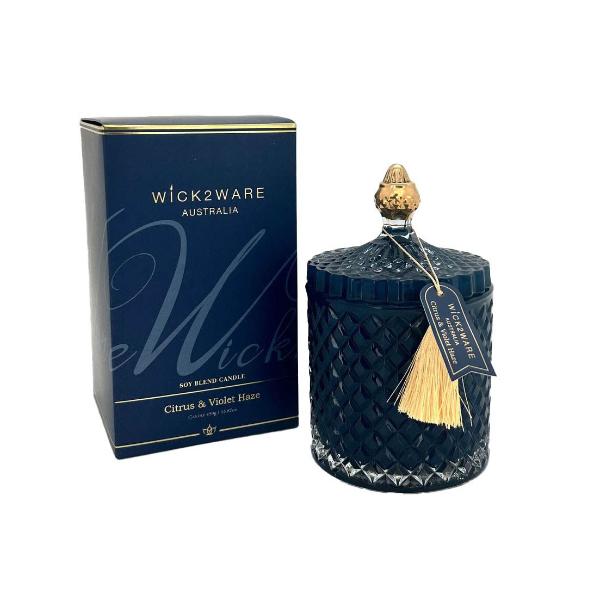 Wick2ware Citrus & Violet Hase Soy Blend Candle Jar - 450g