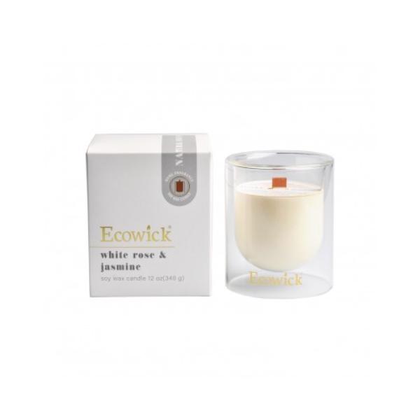 Ecowick White Rose & Jasmine Soy Wax Candle - 340g