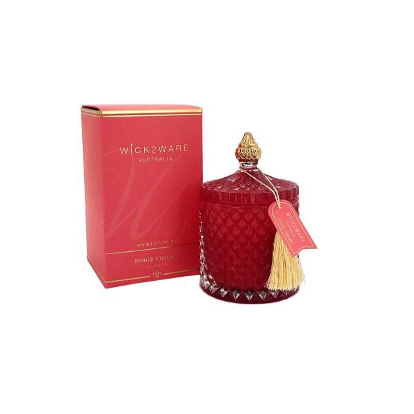 Wick2ware Red French Cupcake Soy Wax Candle Jar