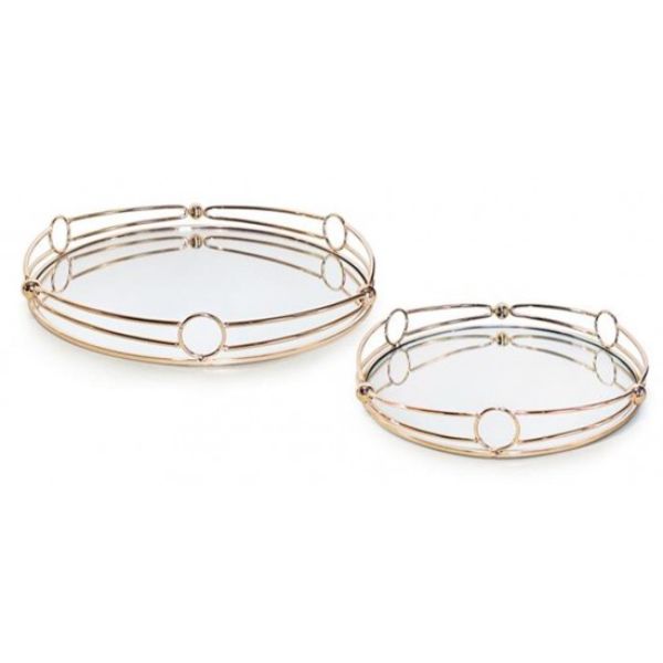 Round Rose Gold Mirror Tray - 30cm