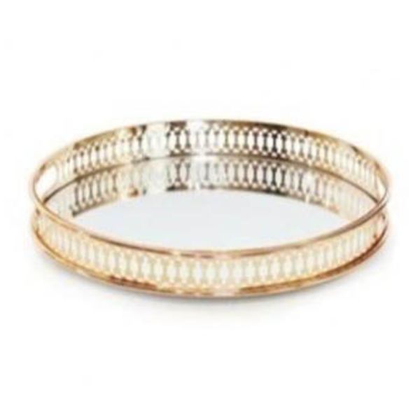 Round Rose Gold Mirror Tray - 30cm