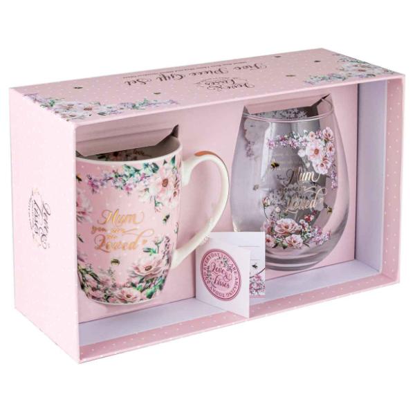 2 Pack Pretty In Pink Stemless Mug Set