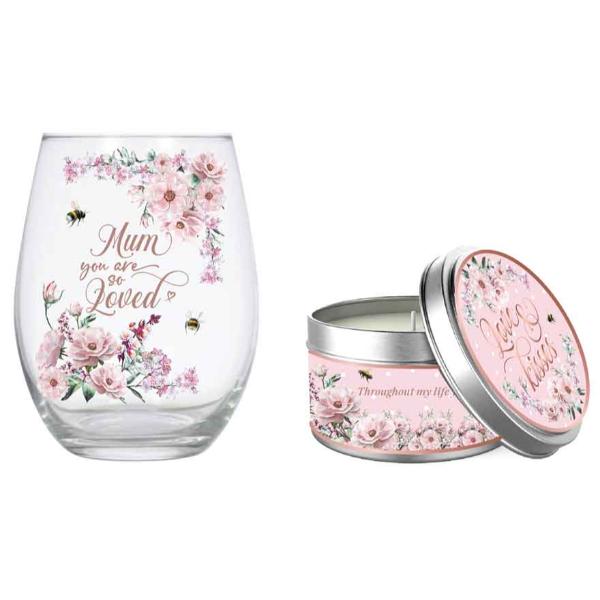 2 Pack Pretty In Pink Mum Stemless Candle Set