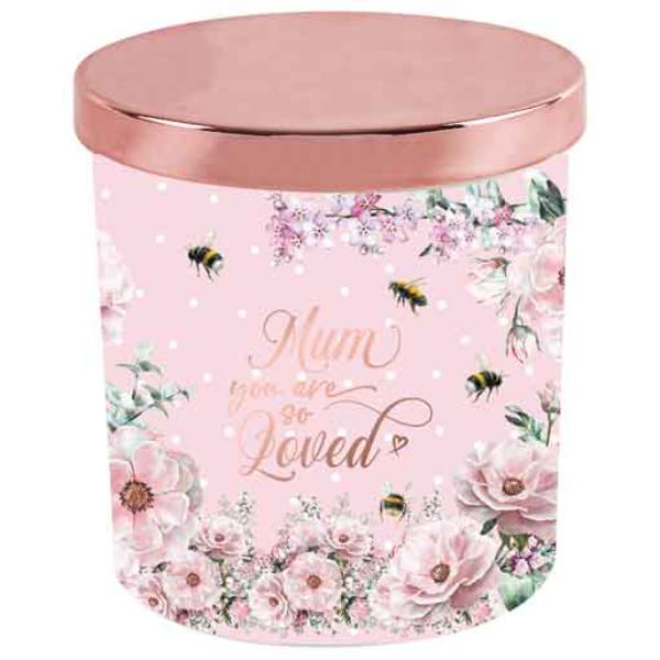 Pretty In Pink Floral Mum Candle