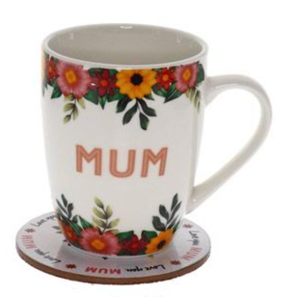 2 Pack Mum Tropic Floral Mug Coaster Set - 250ml