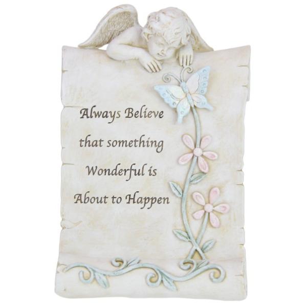 Memorial Cherub Plaque With Butterfly - 22cm