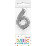 Load image into Gallery viewer, Mini Silver Numeral 6 Pick Candle - 8cm