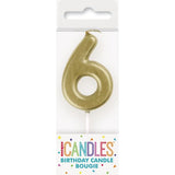Load image into Gallery viewer, Mini Gold Numerical 6 Pick Candles
