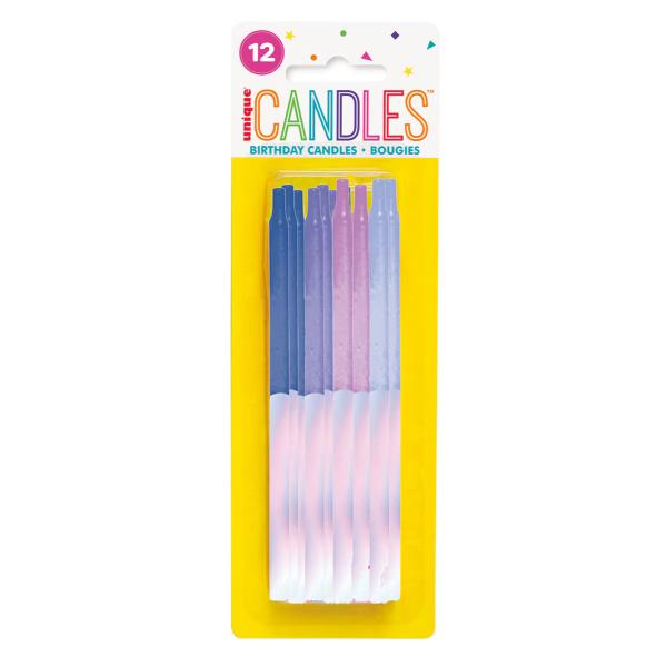 12 Pack Iridescent Assorted Candles - 12cm x 12.7cm