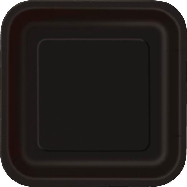 16 Pack Midnight Black Square Paper Plates - 18cm