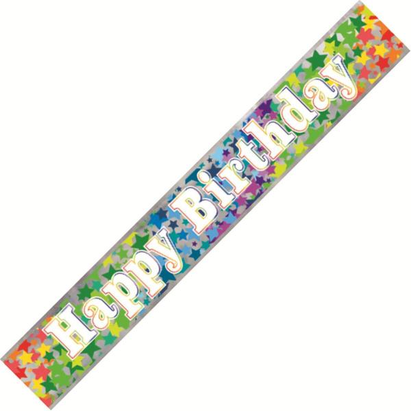 Rainbow Stars Happy Birthday Foil Banner - 274cm