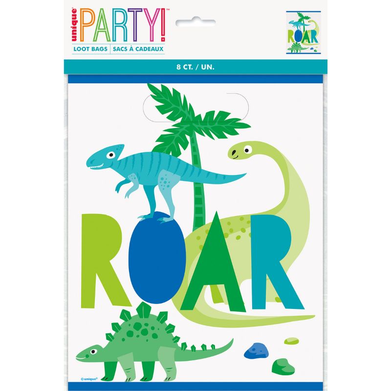 8 Pack Dinosaur Roar Loot Bags - 22.5cm x 18cm