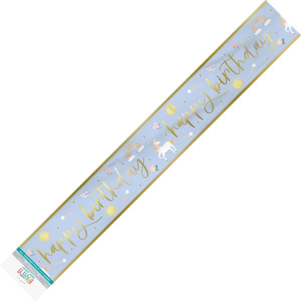 Dainty Unicorn Happy Birthday Foil Banner - 274cm