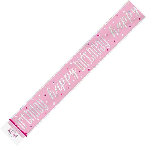 Pink Happy Birthday Foil Banner - 274cm
