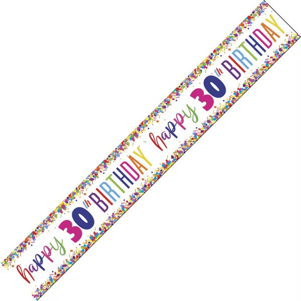 Bright Confetti Happy 30th Birthday Foil Banner - 274cm