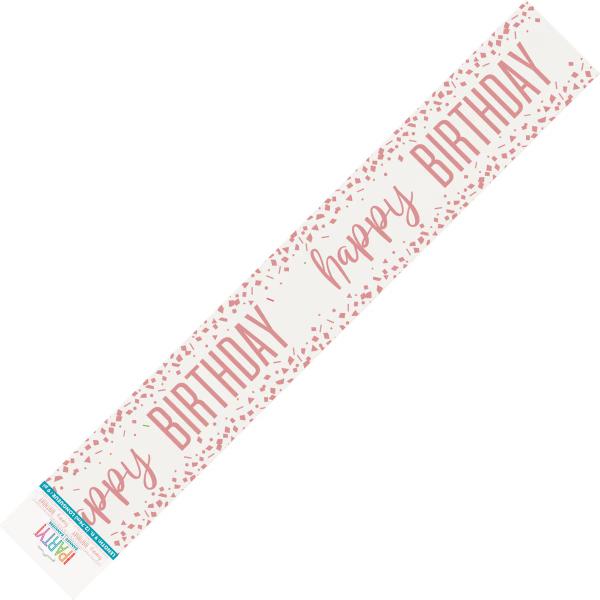 Rose Gold Confetti Happy Birthday Foil Banner - 274cm