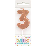 Load image into Gallery viewer, Mini Rose Gold Numeral 3 Pick Candle