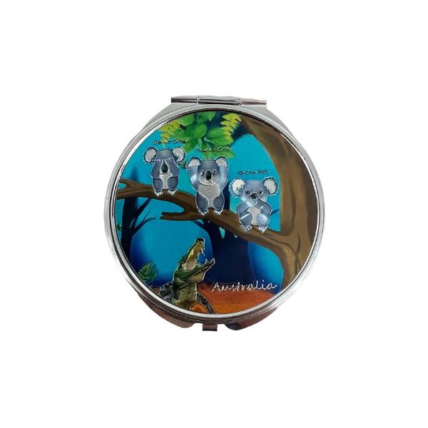 Round Foil 3 Koalas Compact Mirror