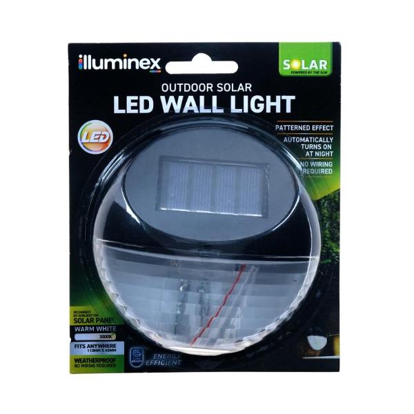 Illuminex Round Black Outdoor Solar Led Wall Warm White Light - 11cm