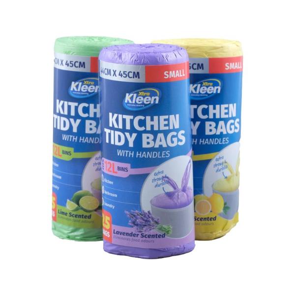 25 Pack Small Lavender Lemon Scented Tidy Garbage Bag With Handle - 12L