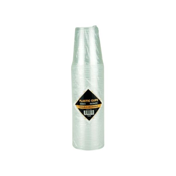 50 Pack Clear Party Cups - 300ml