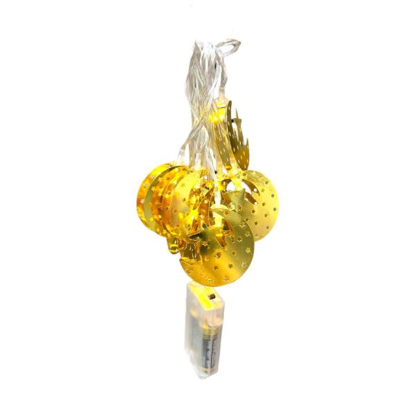 10 Gold Moon & Star Battery Operated Lights String - 200cm
