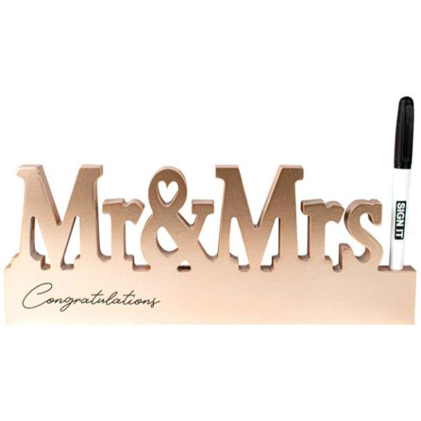 Rose Gold Mr & Mrs Congratulations Signature Block