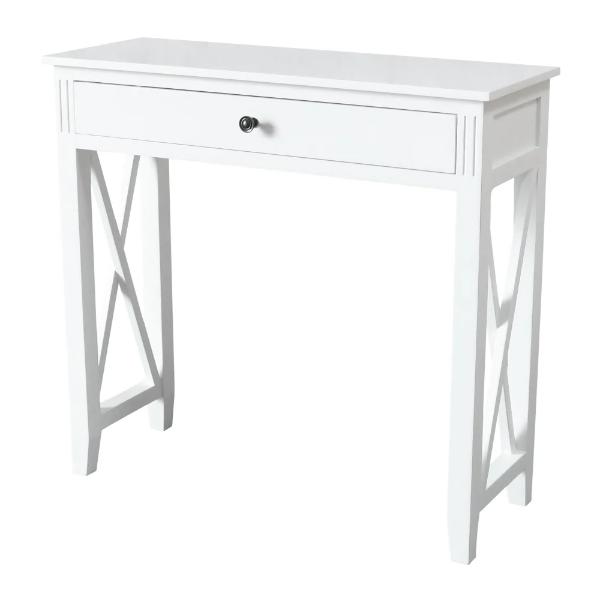 White Devon 1 Drawer Console Table - 80cm x 30cm x 75cm