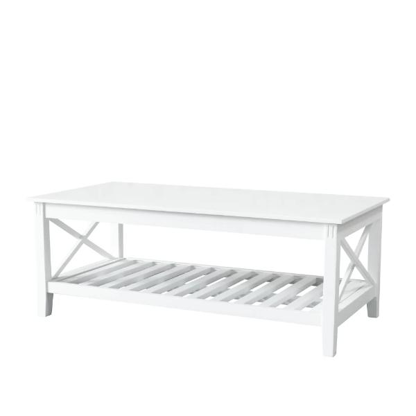 White Coffee Table With Shelf - 120cm x 60cm