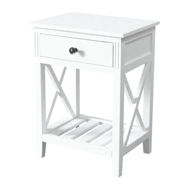 White Devon Bedside Table - 40cm x 30cm x 55cm